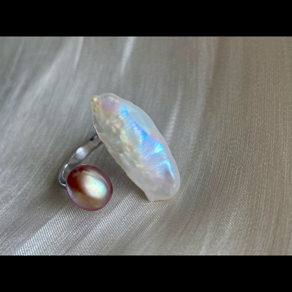 AAAA double pearl ring top quality keshi - Picture 12 of 17